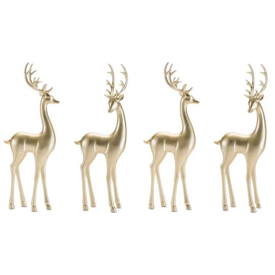 Melrose 16.5" Gold Modern Metallic Deer Figurines Set